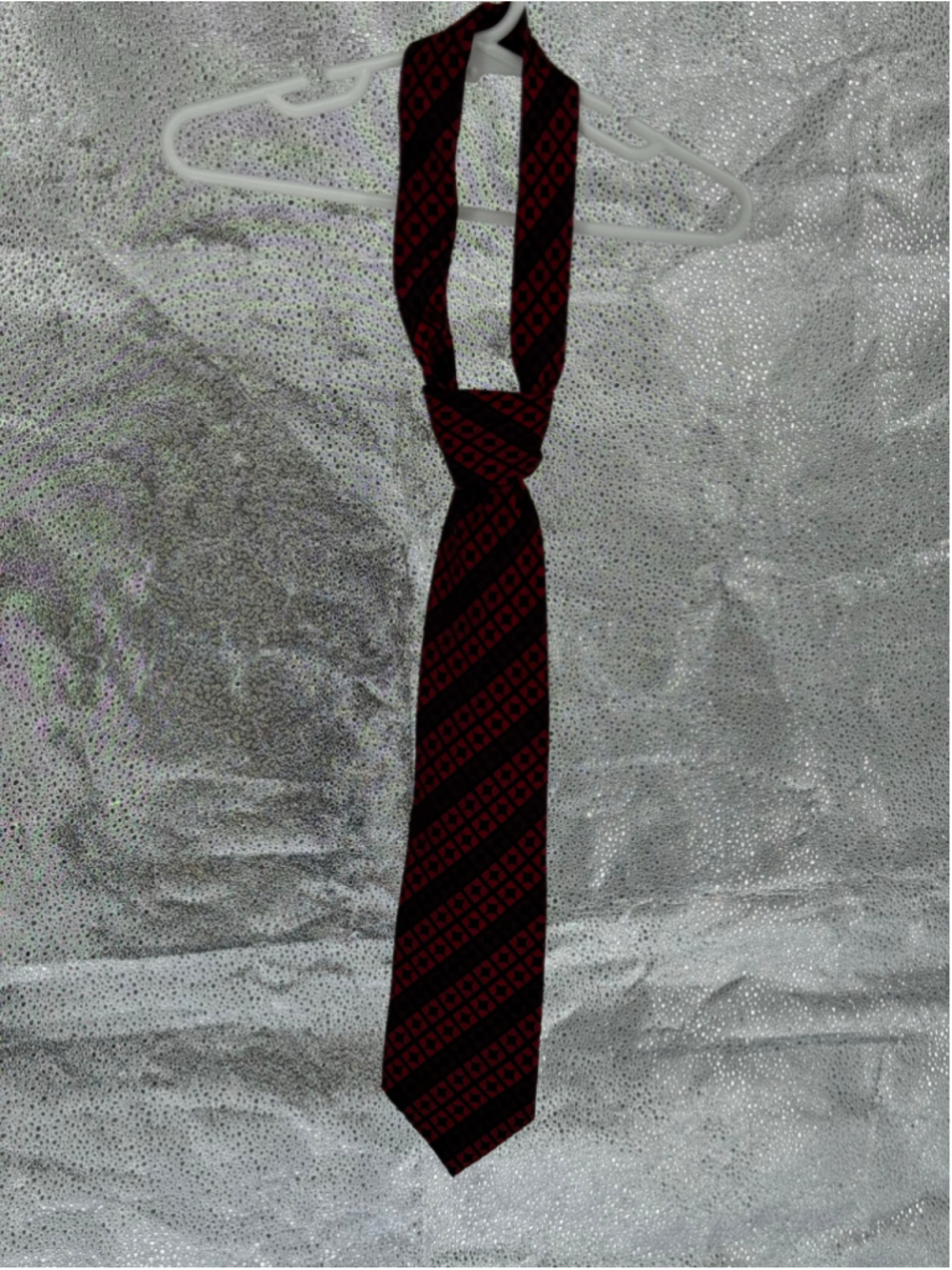 Men's Van Heusen Tie One Size Red Black Geometric Pattern Silk